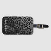ブラックレオパード印刷とグリッター ラゲッジタグ (正面横)