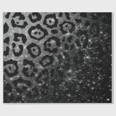 ブラックレオパード印刷とグリッター ラッピングペーパー (フラット)