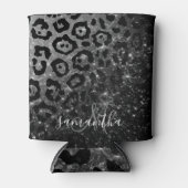 ブラックレオパード印刷とグリッター 缶クーラー (正面)