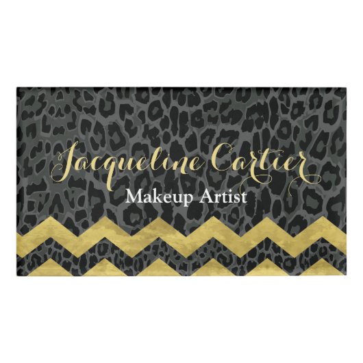 ブラックレオパード山形の名前タグ 名札 (正面)