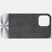ブラックレザーとスチールプリント Case-Mate iPhoneケース (裏面 (横))
