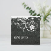 ブラックレザーとホワイトレース招待状 招待状 (スタンド正面)