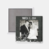 ブラックレザーとレースフォトデイトマグネットを保存 マグネット (正面/裏面)