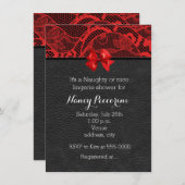 ブラックレザーと赤いレースの下着の招待状 招待状 (正面/裏面)