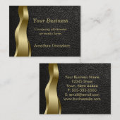 ブラックレザーと金ゴールドウェーブクラスの名刺 名刺 (正面/裏面)