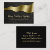 ブラックレザーと金ゴールドウェーブチャブの名刺 名刺 (正面/裏面)