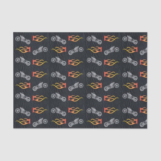 ブラックレザーにバイクフェイクと炎 薄葉紙 (正面)