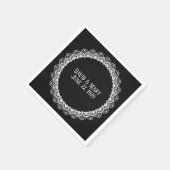 ブラックレザーのサークルレース スタンダードカクテルナプキン (角)