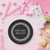 ブラックレザーのサークルレース ペーパープレート (パーティー)