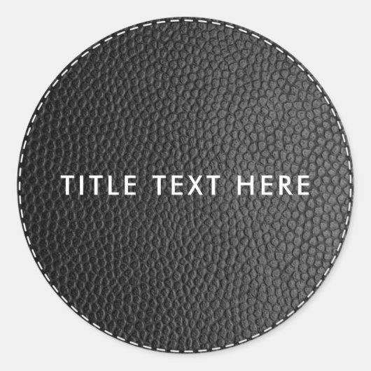 ブラックレザーのテクスチャとステッチ ラウンドシール (正面)