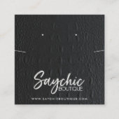 ブラックレザーのテクスチャーネックレスアリングディスプレイ スクエア名刺 (正面)