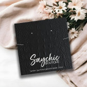 ブラックレザーのテクスチャーネックレスアリングディスプレイ スクエア名刺