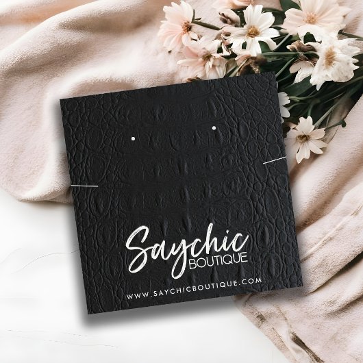 ブラックレザーのテクスチャーネックレスアリングディスプレイ スクエア名刺