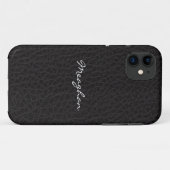 ブラックレザーのテクスチャー iPhone 5 カバー (裏面(横))