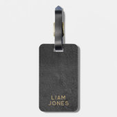 ブラックレザーのテクスチ男らしャエレガントヴィンテージ ラゲッジタグ (裏面縦)