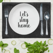 ブラックレザーのディナーセッティング キッチンタオル (折り畳み)