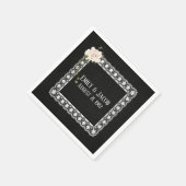 ブラックレザーの四角レース スタンダードカクテルナプキン (角)