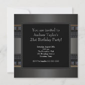 ブラックレザーの男性21歳の誕生日パーティー 招待状 (裏面)