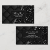 ブラックレザーの質感とグリッター 名刺 (正面/裏面)