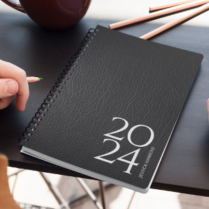 ブラックレザーイメージパーソナル202x週間 プランナー手帳