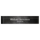 ブラックレザーエフェクトエレガントモダン机用ネームプレート デスクネームプレート (正面)