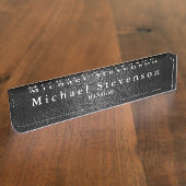 ブラックレザーエフェクトエレガントモダン机用ネームプレート デスクネームプレート (側面)