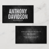 ブラックレザーエフェクト巨大はっきりした文字名刺 名刺 (正面/裏面)