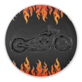 ブラックレザーオレンジフレイムホットファイヤーバイク セラミックノブ (正面)