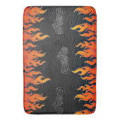 ブラックレザーオレンジフレイムホットファイヤーバイク バスマット (正面縦)