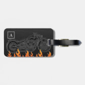ブラックレザーオレンジフレイムホットファイヤーバイク ラゲッジタグ (裏面横)