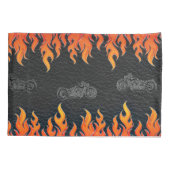 ブラックレザーオレンジフレイムホットファイヤーバイク 枕カバー (裏面)