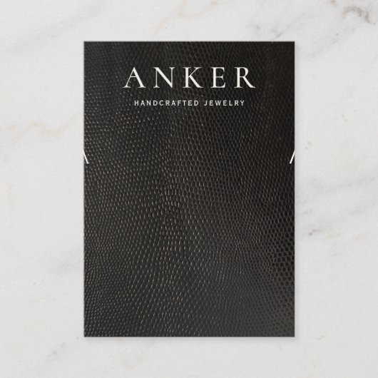 ブラックレザーカッコいいネックレスブレスレットディスプレイ 名刺 (正面)