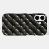 ブラックレザーキルテッドパターン Case-Mate iPhoneケース (裏面 (横))