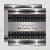 ブラックレザークロムマン21st誕生日パーティー 招待状 (正面/裏面)