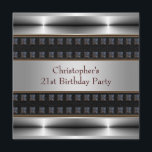 ブラックレザークロムマン21st誕生日パーティー 招待状<br><div class="desc">男性の黒いスタッズレザーとシルバークローム21歳の誕生日パーティの招待状。</div>