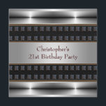 ブラックレザークロムマン21st誕生日パーティー 招待状<br><div class="desc">男性の黒いスタッズレザーとシルバークローム21歳の誕生日パーティの招待状。</div>