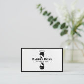 ブラックレザークール理容師ポールバーショップ 名刺 (スタンド正面)