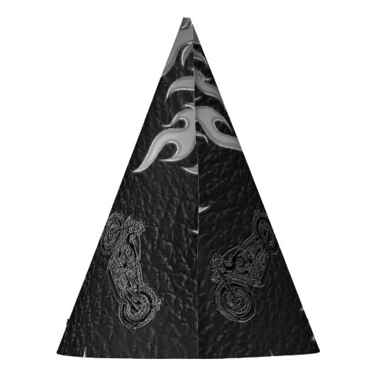 ブラックレザーシルバークロムバイクバイクもしくは自転車に乗る人パーティー パーティーハット (裏面)