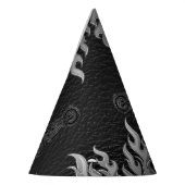 ブラックレザーシルバークロムバイクバイクもしくは自転車に乗る人パーティー パーティーハット (左)