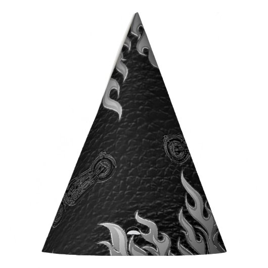 ブラックレザーシルバークロムバイクバイクもしくは自転車に乗る人パーティー パーティーハット (左)