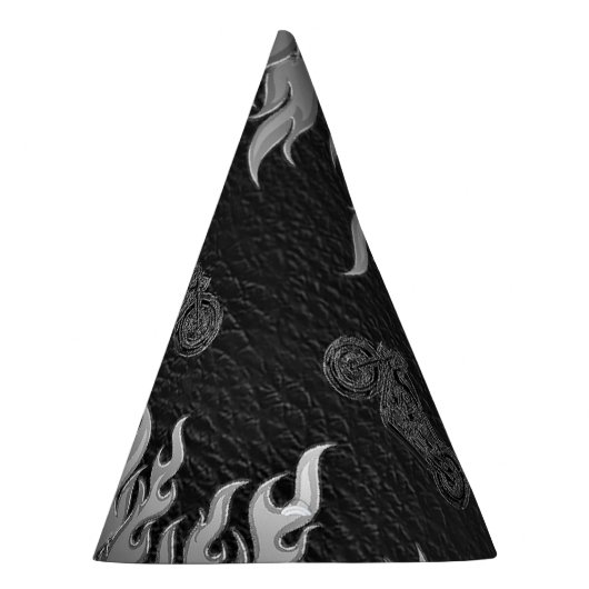 ブラックレザーシルバークロムバイクバイクもしくは自転車に乗る人パーティー パーティーハット (右)