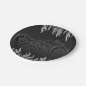 ブラックレザーシルバークロムバイクバイクもしくは自転車に乗る人パーティー ペーパープレート (アングル)