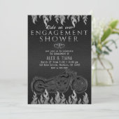 ブラックレザーシルバーバイク婚約シャワー 招待状 (スタンド正面)