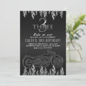 ブラックレザーシルバーバイク3 3rd誕生日 招待状 (スタンド正面)