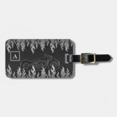 ブラックレザーシルバーフレイムホットファイヤーバイク ラゲッジタグ (正面横)