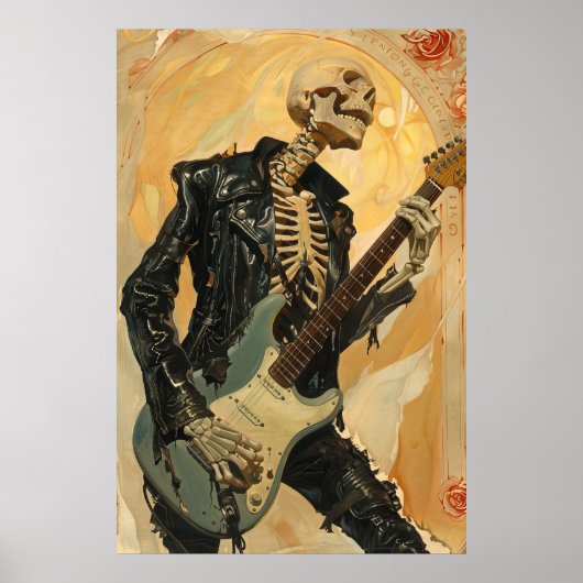 ブラックレザージャケットポスターのゴシック様式のスケルトン ポスター (正面)