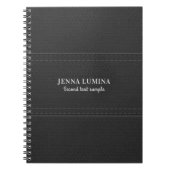 ブラックレザーテクスチャグレー文字 ノートブック (正面)