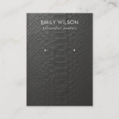 ブラックレザーテクスチャスタッドイヤリングディスプレイカード 名刺 (正面)