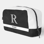 ブラックレザーテクスチャトリムホワイトモノグラム名 ドップキット (右コーナー)