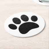 ブラックレザーテクスチャドッグポープリント ラウンドペーパーコースター (アングル)